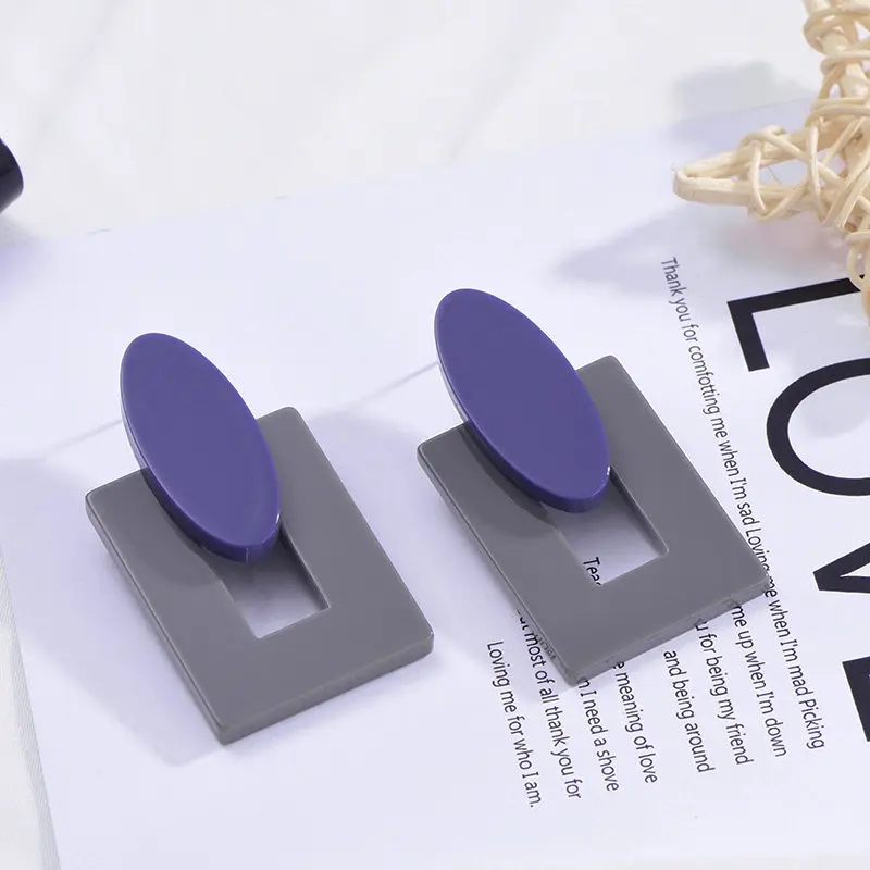HUI Simple Design Geometric Earrings Square Rectangle Acetic Acid Resin Acrylic Earrings For Women Korean Style Fashion Pendientes - Окраска металла: HUI