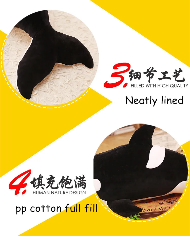 Babiqu 1 шт. 50/80 см Косатка плюшевые игрушки куклы мягкие подушки морского животного, с принтом в виде персонажей из мультфильма, детские наборы kidkawaii милый подарок