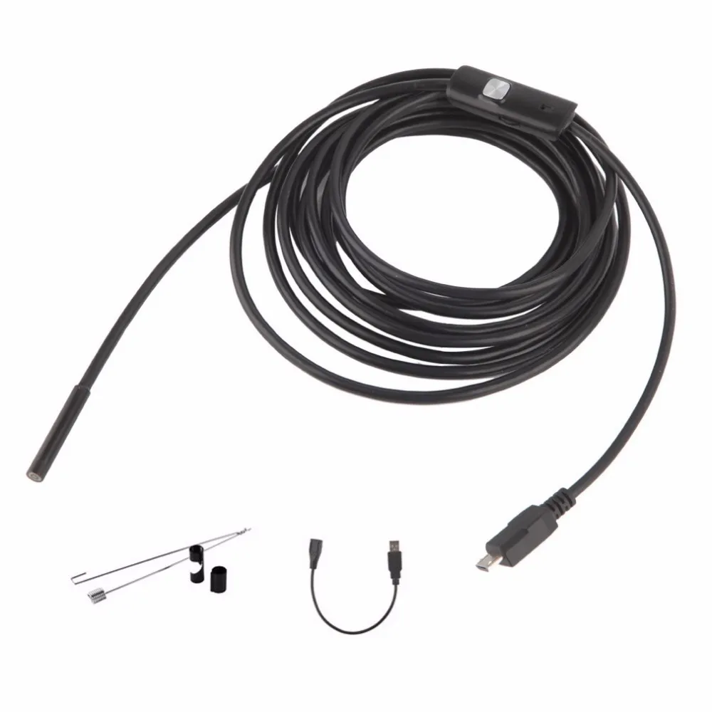 LESHP 6 светодиодный 7 мм 3/3. 5/5m USB инспекционный видеоэндоскоп с Камера на змеевидной трубке IP67 Водонепроницаемый бороскоп для Android ПК