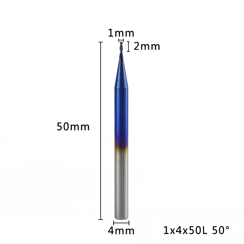 1x4x50L XCAN 1 шт. 1-12 мм нано синее покрытие 2 Флейта плоский концевой фреза 50 градусов Карбид Концевая фреза ЧПУ фреза - Длина режущей кромки: 1x4x50L