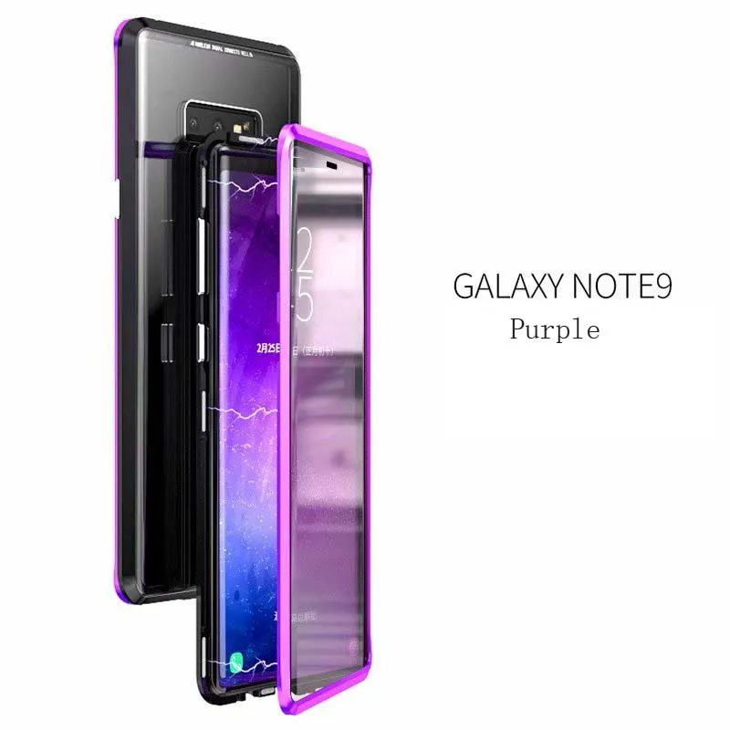 purple black Роскошный Магнитный чехол 360 передняя+ задняя Двусторонняя 9H закаленное стекло для samsung Galaxy 10Plus S10E S9Plus Note9 S10 KS0064 - Цвет: purple black