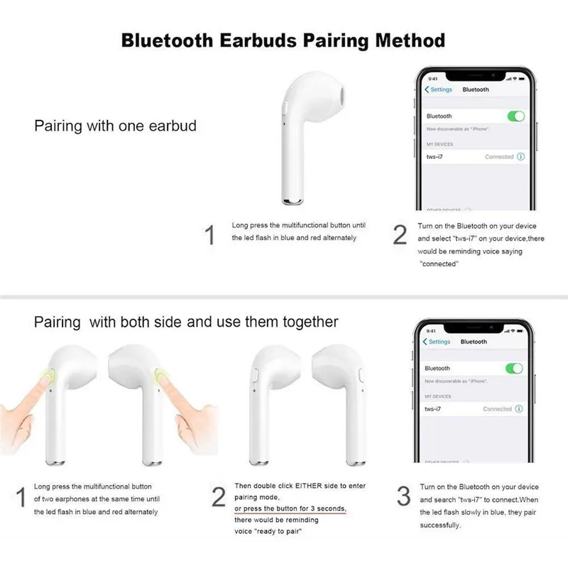 I7S TWS Bluetooth наушники Беспроводная гарнитура Двойные близнецы стерео музыка для