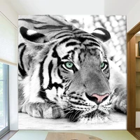 free shipping customized black and white tiger animals 3d wallpaper mural living room sofa tv backdrop room entrance wall papers