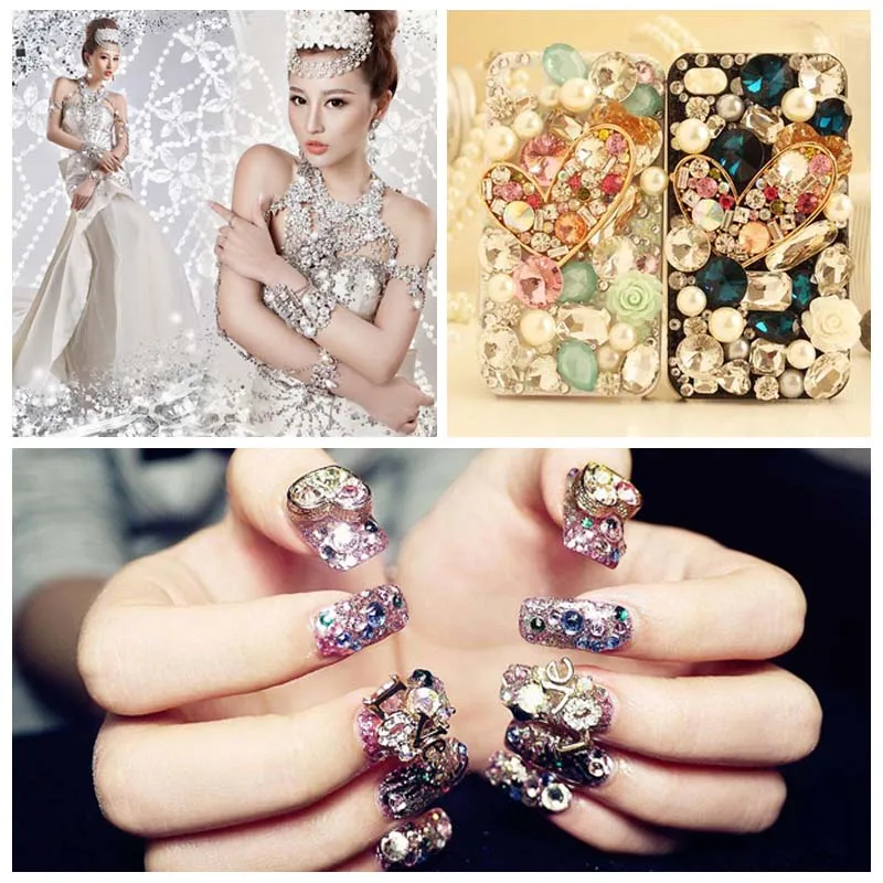 Factory sales Round pointback high quality Glass Lake blue loose rhinestones DIY Phone nail art Clothing accessories SWYP013 | Дом и сад