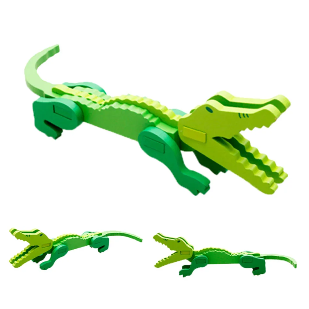Crocodile 18 стиль Мини 3D Головоломка обучающие игрушки Монтессори дети Пазлы транспортных средств милые деревянные, с животными из мультиков красочные головоломки Дети подарок - Цвет: Crocodile