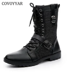 Мужские ботинки с высоким берцем COVOYYAR Knight, британские БОТИНКИ мартинсы на осень и зиму, черные мужские ботинки с пряжкой MBS670, 2022