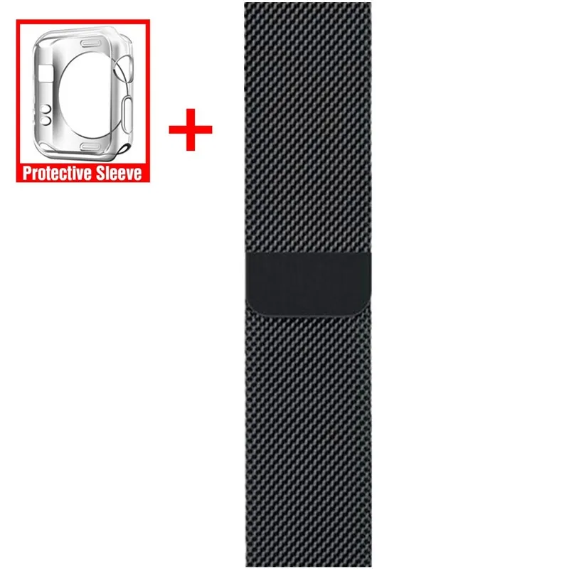 Ремешок для часов, Миланская петля, ремешок для Apple watchband 4 44/40 мм Нержавеющая сталь браслет аксессуары для наручных часов iwatch серии 3/2/1, 38, 42 мм, версия - Цвет ремешка: Black