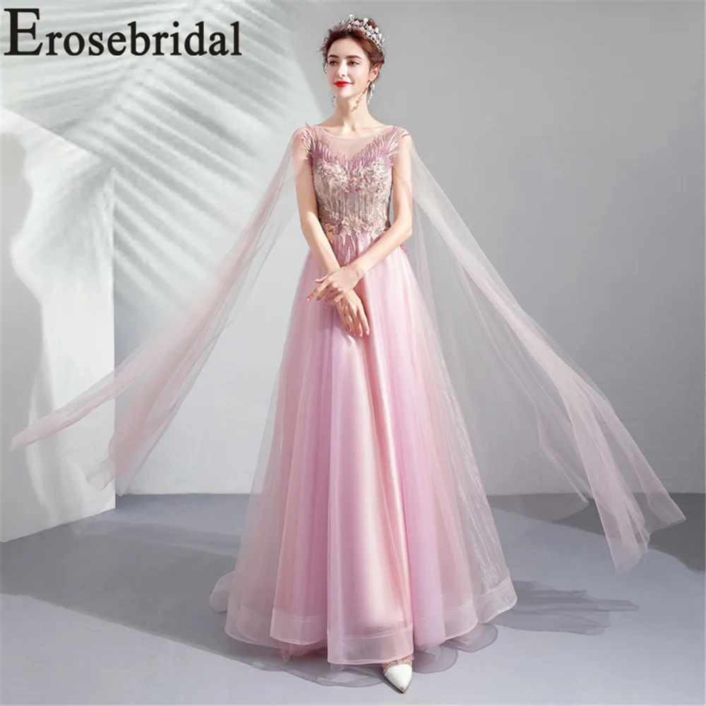 Женское вечернее платье без рукавов Erosebridal длинное кружевное трапециевидной