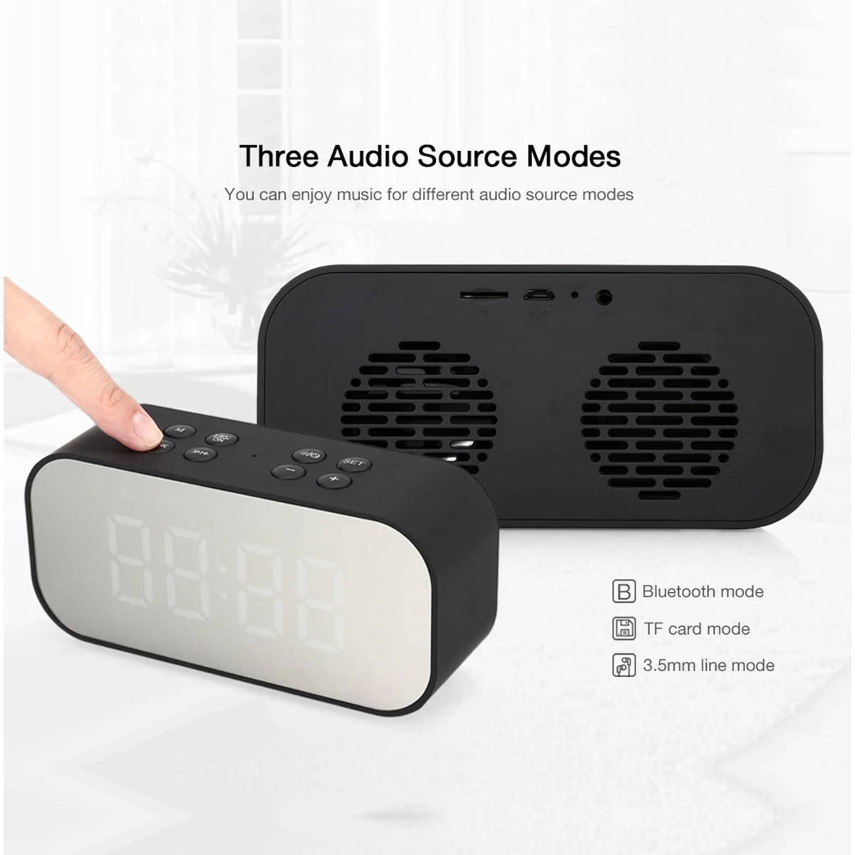 JRGK BT501 Портативный беспроводной Bluetooth динамик с будильником зеркальная Колонка