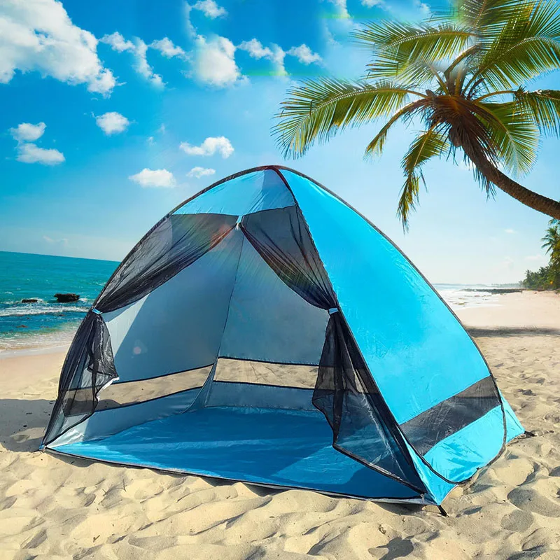 

Portable 1-2Persons Quick Open Anti-mosquito Beach Shade Tent With Gauze UV Protection Automatically Camping Outdoor Mesh Door