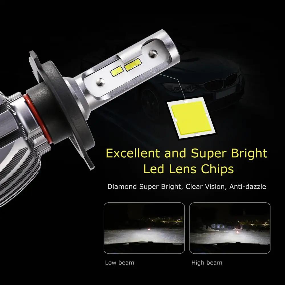 Oslamp H4 Hi-Lo светодиодный светильник для головы автомобиля 50 Вт 8000lm налобный фонарь