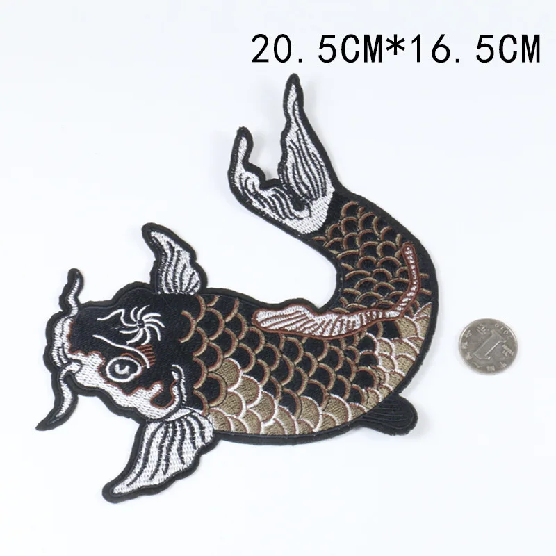 Китайские наклейки на карпа в этническом стиле с вышивкой панк Одежда для