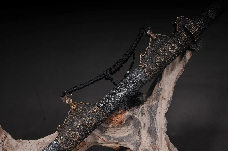 Китайский меч династии Тан прямое лезвие ручной работы Дамасская сложенная