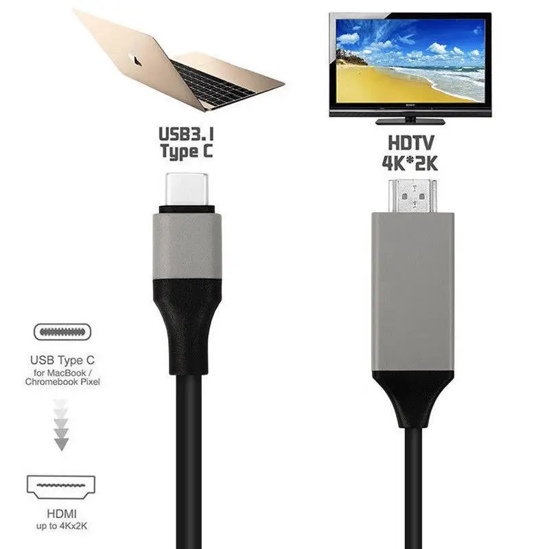 Full HD Type C к HDMI USB 3 1 телефон ТВ/HDTV Видео кабель для Samsung S8 S9 HUAWEI P20 2M | Мобильные