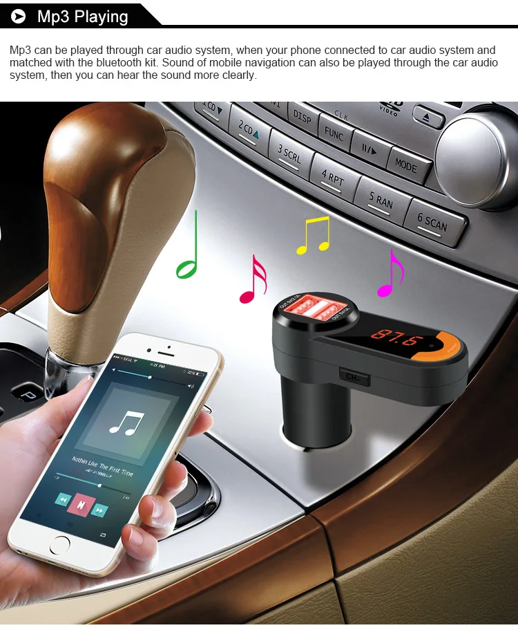 YUANMINGSHI Bluetooth гарнитура FM передатчик USB зарядное устройство для телефона + мини 2