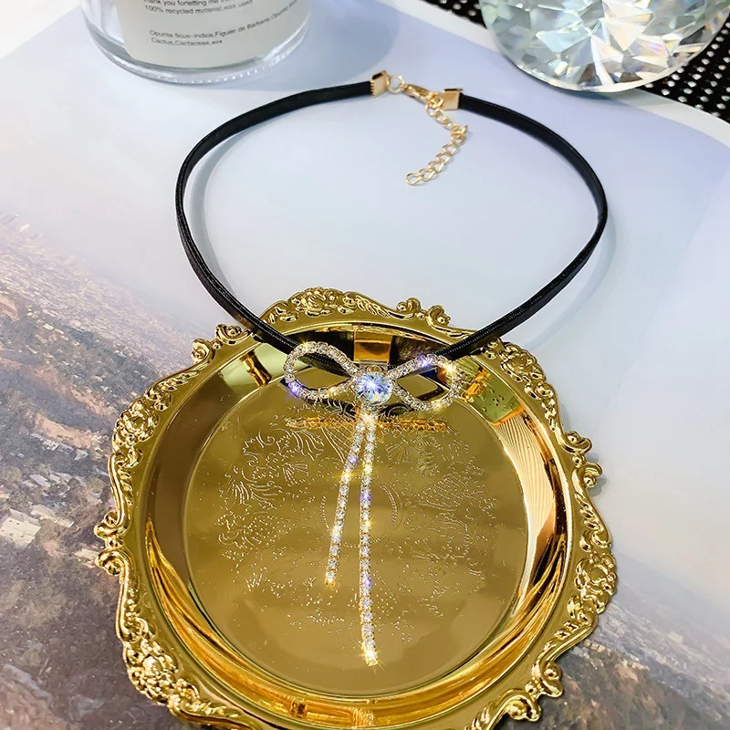 Горный хрусталь лук ключицы цепь женский короткий шейный платок ожерелье шеи