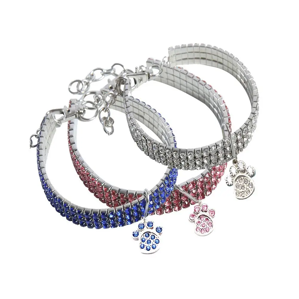 Красивый сплав Bling горный хрусталь собака ожерелье эластичный воротник кристалл кулон для питомца щенка кота кролик собаки аксессуары для домашних животных 4