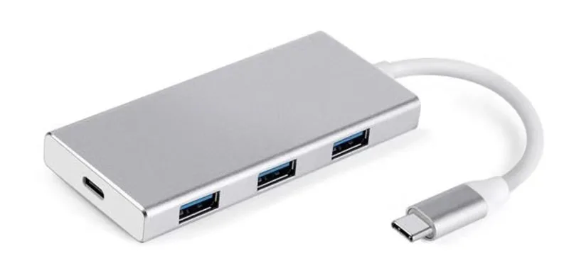 Серебристый Док-станция Fealushon с разъемом типа C, HDMI, USB, концентратор питания для ноутбука Macbook Pro, hp, DELL, lenovo, samsung, док-станция - Цвет: Серебристый