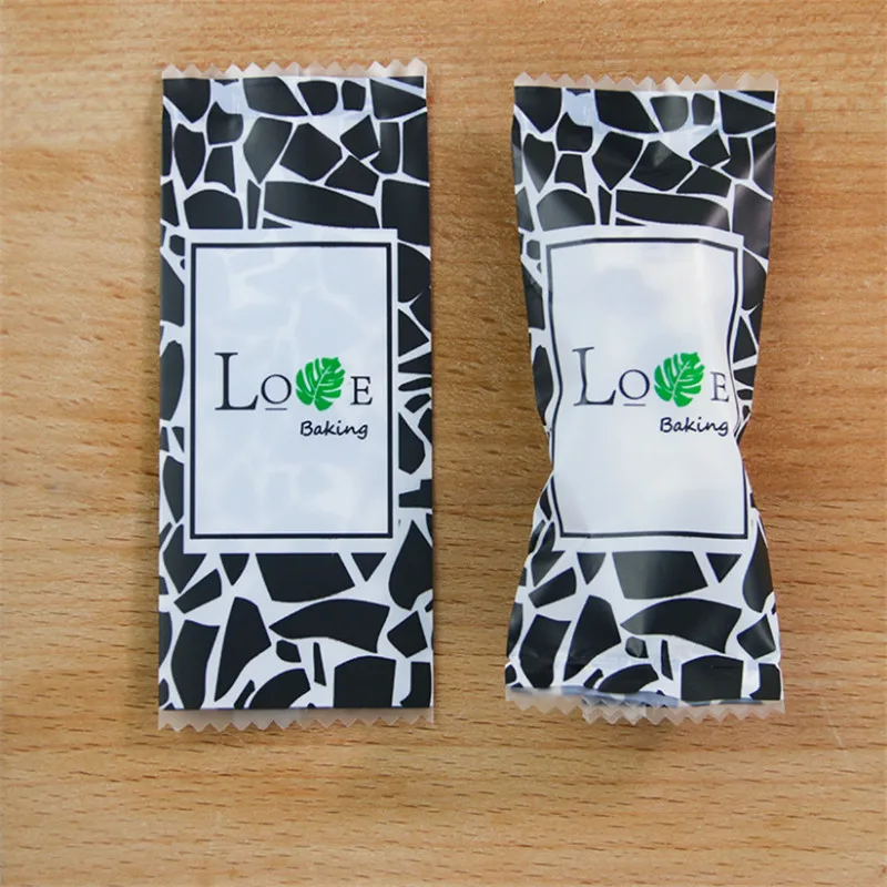 LOVE black 100 шт многоцветные пластиковые нуги сахарные пакеты арахисовые обертки для конфет ручная упаковка для украшения хлебобулочных изделий - Цвет: LOVE black