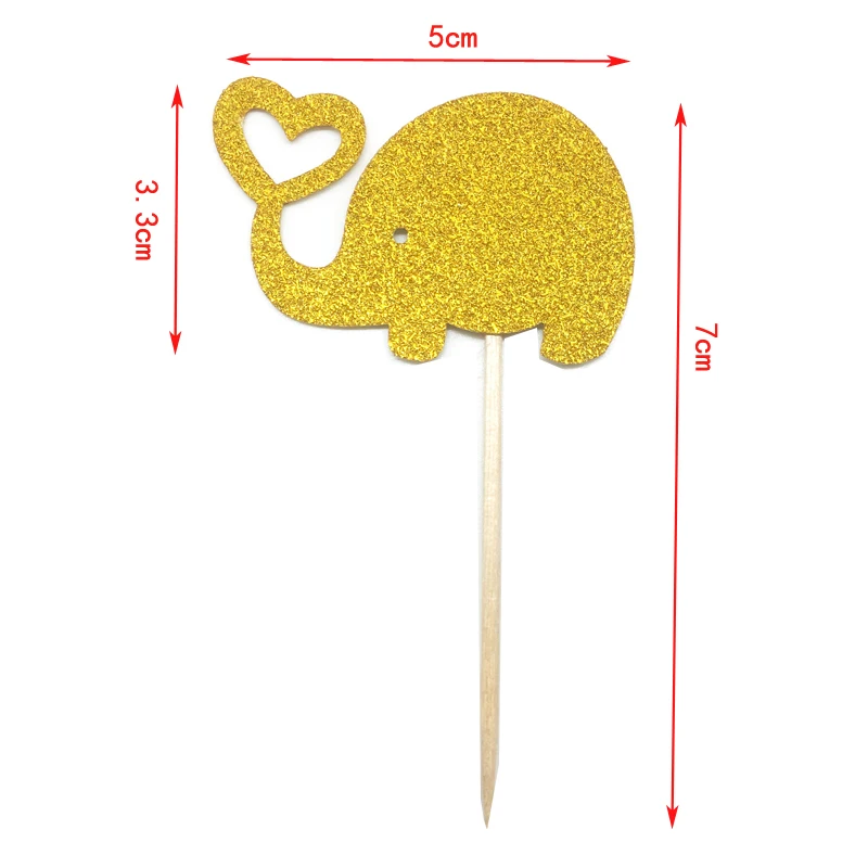 10 шт. блестящие топперы в виде слона для капкейков выпечки дня рождения вечеринки