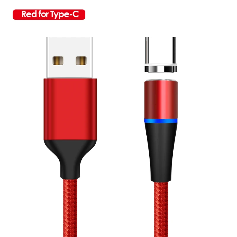 Red For Type C MOOJECAL 3A Магнитный USB кабель для быстрой зарядки для iPhone X XS MAX XR 8 7 6s Plus 5 кабель для мобильного телефона зарядное устройство Шнур Usb кабель для передачи данных - Color: Red For Type C