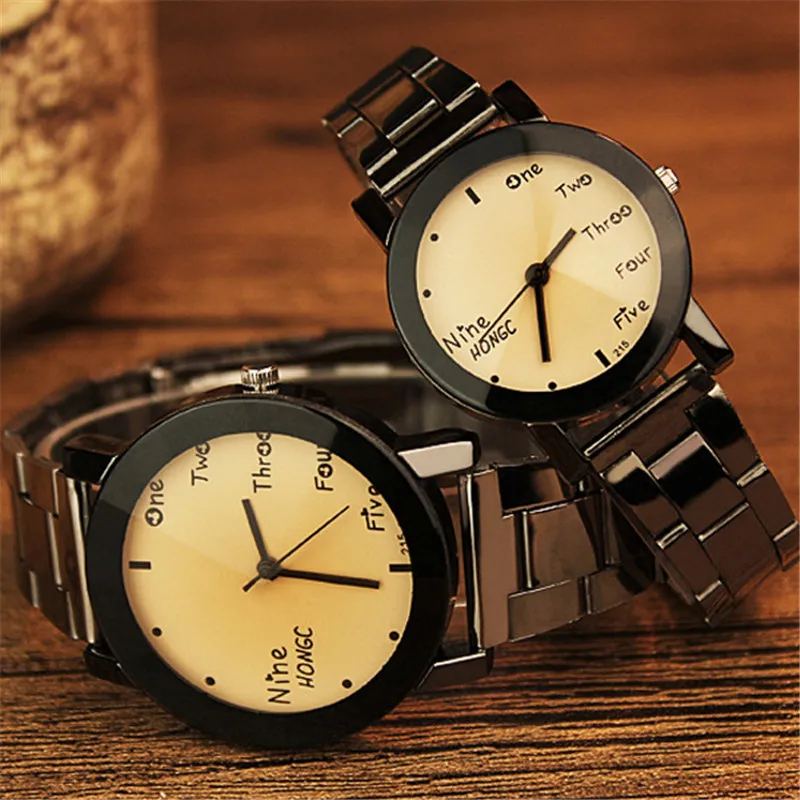 Модные yazole Женева Кварцевые часы Для женщин мужчин Нержавеющая сталь браслет