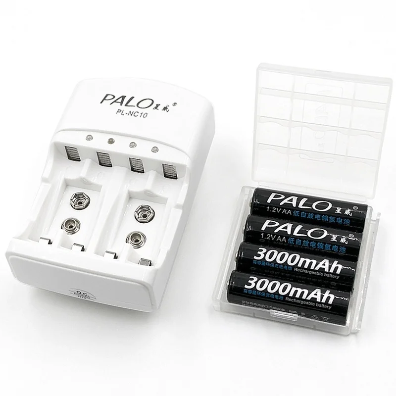 Бесплатная доставка PALO 4 слота Смарт зарядное устройство для AA/AAA 9V Ni MH CD