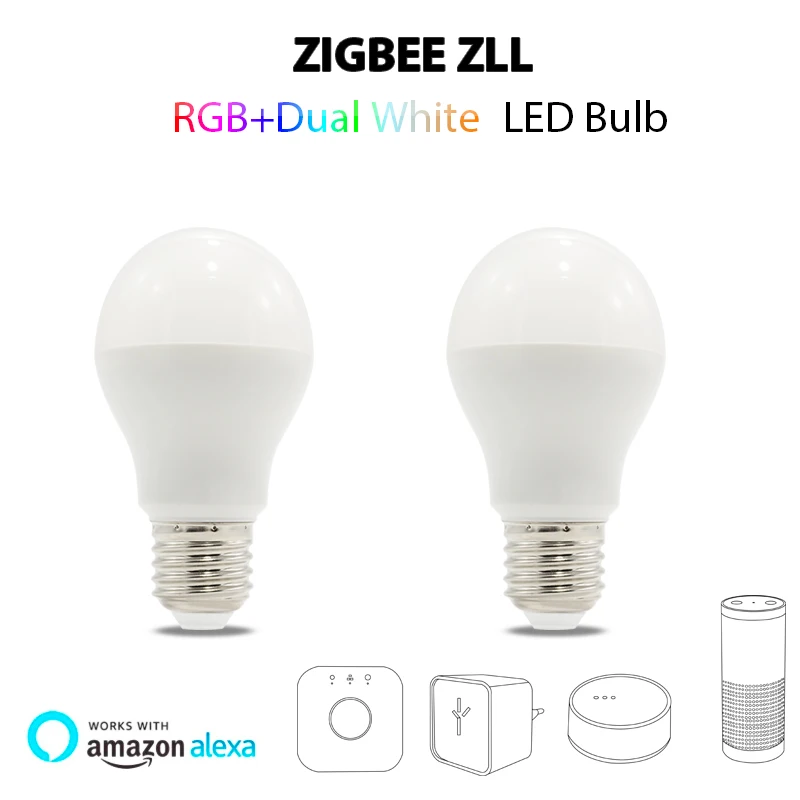 Светодиодная лампа ZIGBEE AC100-240V 6 Вт RGB + CCT два белых смартфона приложение Amazon Alexa