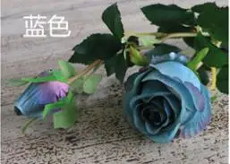 blue roses Высокая имитация длинных стеблей 2 головки шелковые розы поддельные декоративные розы искусственные розы шелковые цветы 10 шт./лот - Цвет: blue roses
