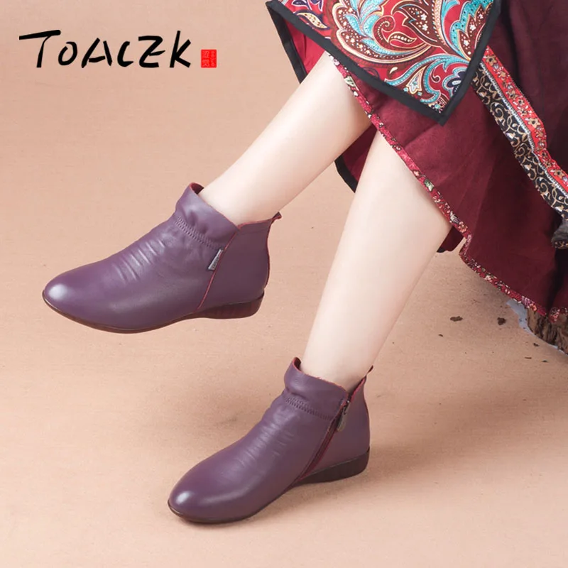 

Autumn\/winter simple comfortable flat-bottomed bare boots, leather women's boots, non-slip small pointed shoes