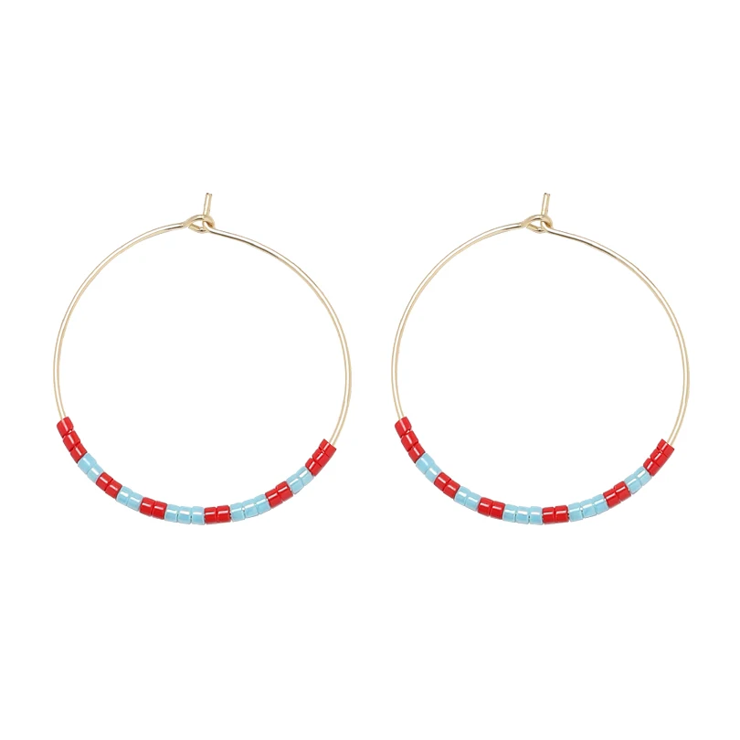 Женские серьги-кольца G.YCX Разноцветные с золотым наполнителем ручная работа |