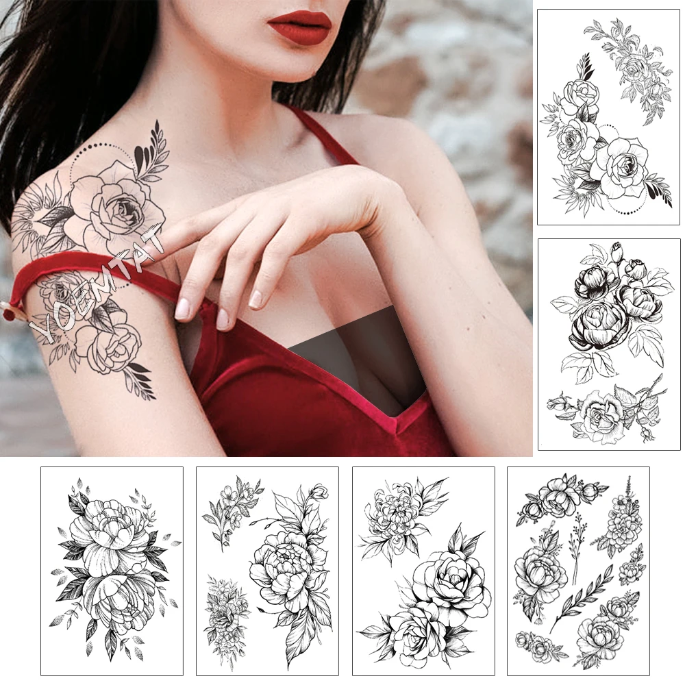 Кружевная бижутерия Лилия Роза водостойкая временная татуировка наклейка