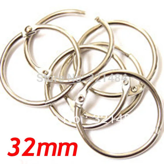 32mm 100pcs Dull Silver Plated Metal Card Book Binder Rings Keyrings For Keychain Scrapbook Album DIY Findings Accessories