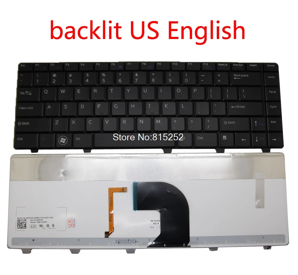 Ноутбук с американской клавиатурой для DELL для Vostro 3300 3400 3500 с подсветкой на английском и американском NSK-DJF01 0Y5VW1 Y5VW1 NSK-DJ301 05MFJ6 5MFJ6 черный - Цвет: US English backlit