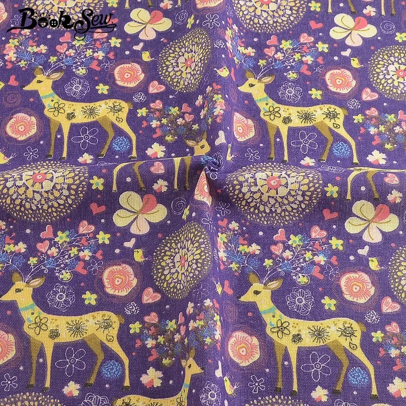 Booksew фиолетовая хлопчатобумажная льняная ткань хозяйственная с животным