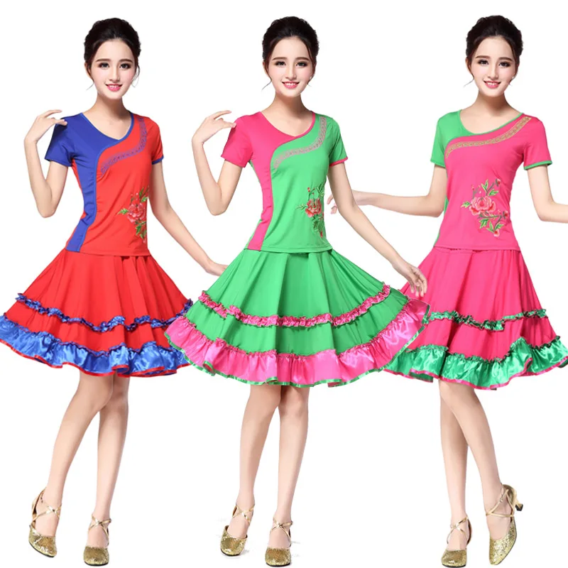 Женские Квадратные танцевальные костюмы Новинка лета 2020 женские с вышивкой и