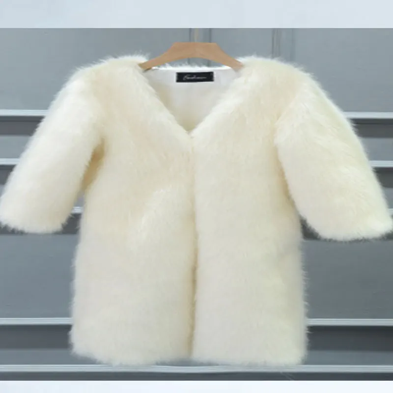 Short Beige Большие размеры, женские зимние куртки, длинное пальто из искусственного меха, модное пальто из искусственного лисьего меха, куртка, теплая куртка из искусственного меха, парка, Женская настраиваемая - Цвет: Short Beige
