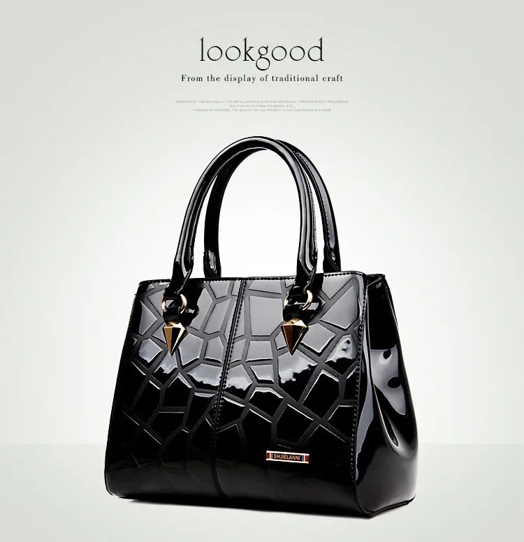 Black Totes ICEV новые европейские модные роскошные сумки женские сумки дизайнерские сумки высокого качества женские кожаные сумки лакированные кожаные сумки - Цвет: Black Totes