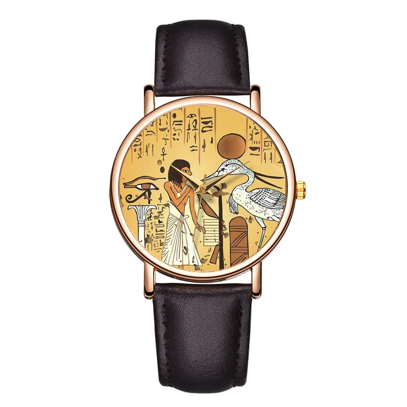 Роскошные женские часы Relojes Femme наручные часы мужские Montre Homme необычные часы с персонажем Сделано в Китае 3D Египетский Рисунок циферблат