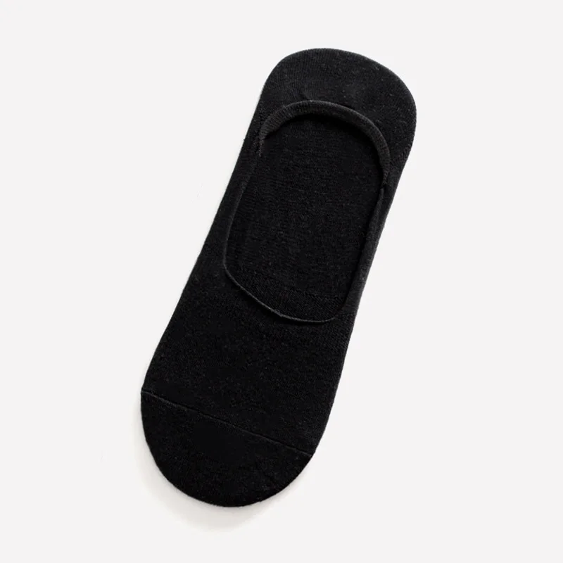 5 Pairs Mens Boat Socks Summer Large Plus Size 38-47 Non-slip Silicone Invisible No Show Sock Slippers Cotton Black Sporty Meias