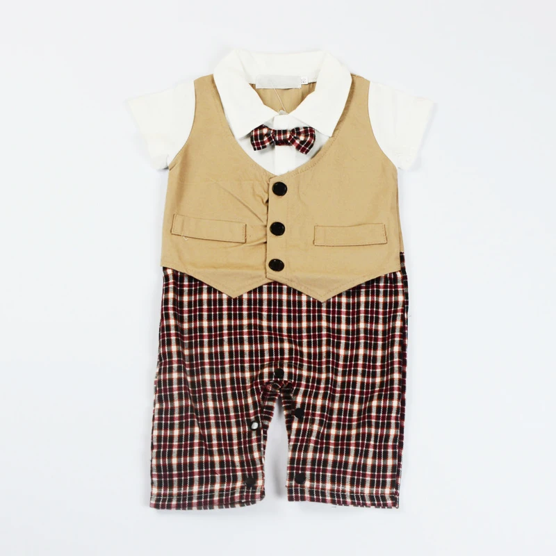Songge Boy Clothing New Arrival Casual Romper Children Clothes Western Style Plaid Body Suit Baby Coverall |