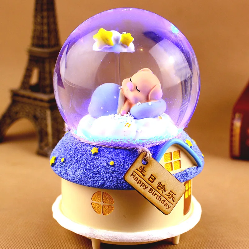 

Clockwork Crystal Ball Music Box Music Box Snowflake Glow Creative Children's Birthday Gift Valentine's Day Gift