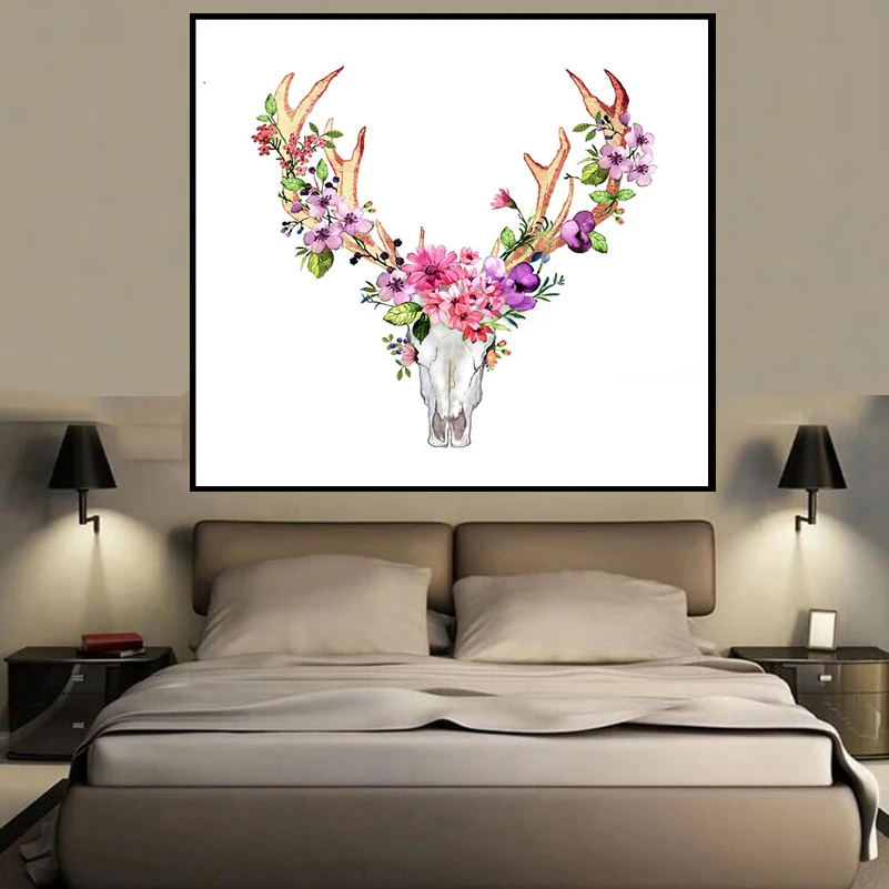 Новый дизайнер голова оленя животное стиль украшение на стену живопись маслом