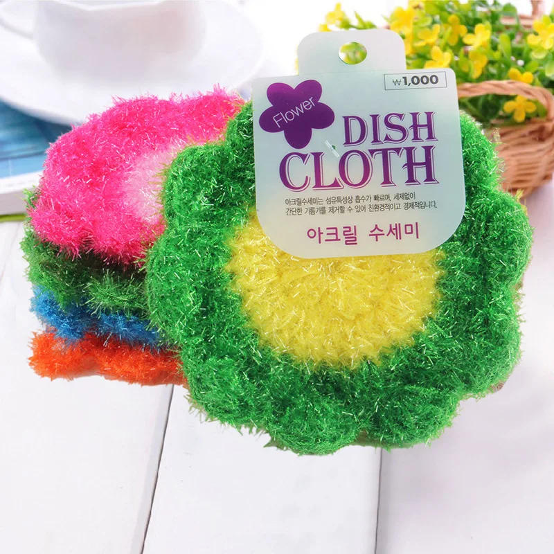 

Flower Shaped Dish Scrubber Sponge Non-scratch Cute Home Kitchen Tool Bowls Pan Washing Cleaning Cloth Scouring Tableware Random