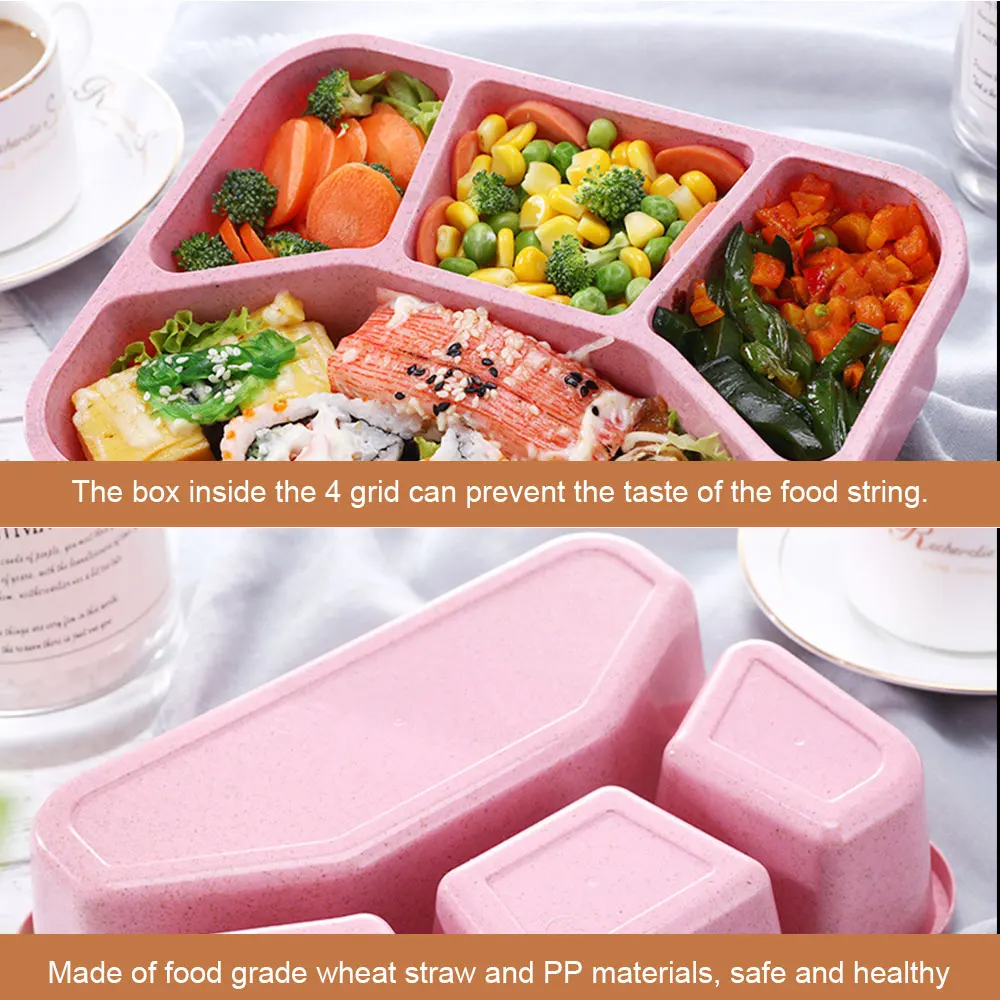 Ланч-бокс Пшеничная солома микроволновая посуда Bento Box качественная натуральная 3
