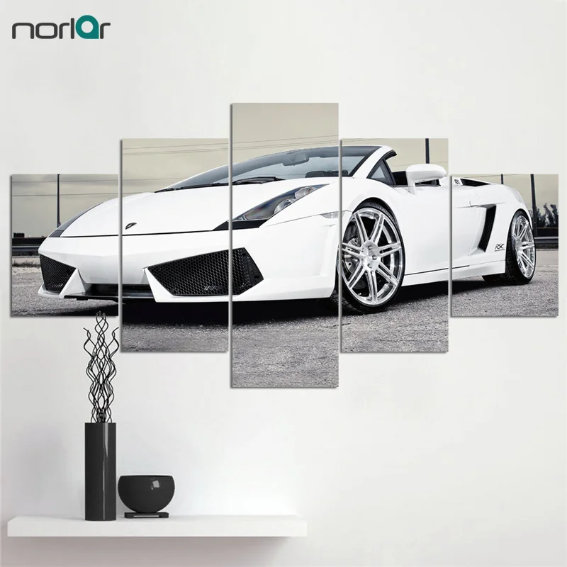 Выполненные 5 шт. спортивный автомобиль Lamborghini Печать холст Картина Wall Art