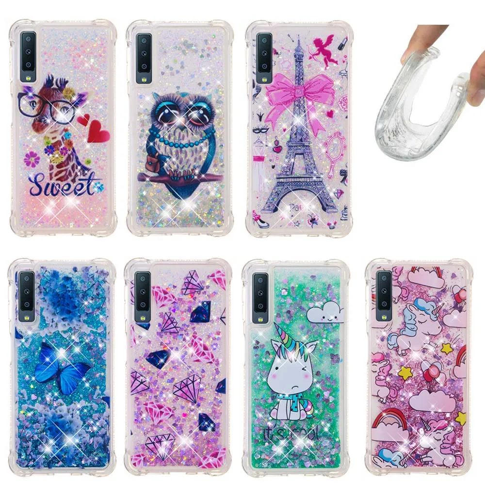 

Phone Case sFor Samsung Galaxy A7 2018 Case Liquid Soft Silicone TPU Cover Fundas For Samsung Galaxy A750 A7 2018 Case Cover