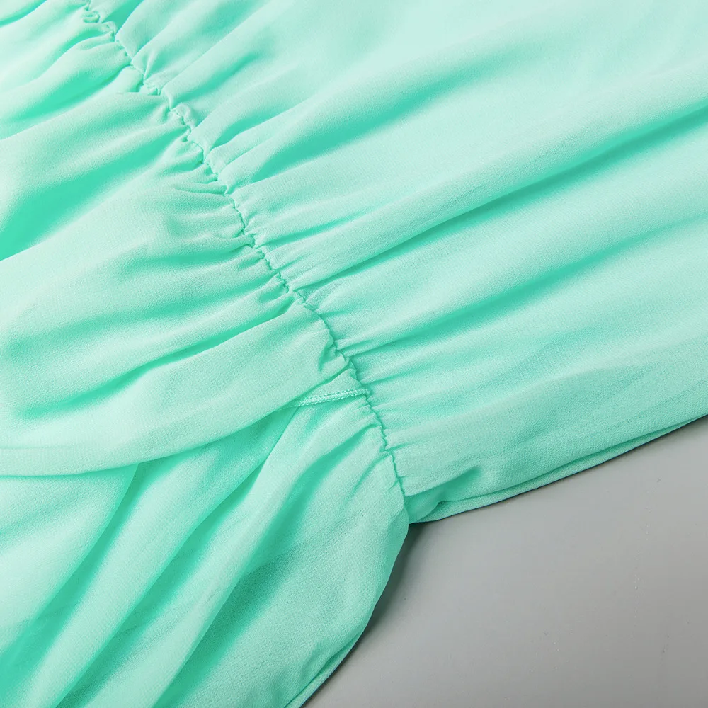 Для женщин шифоновое платье Сексуальная Нерегулярные зеленые платья XXL Летняя