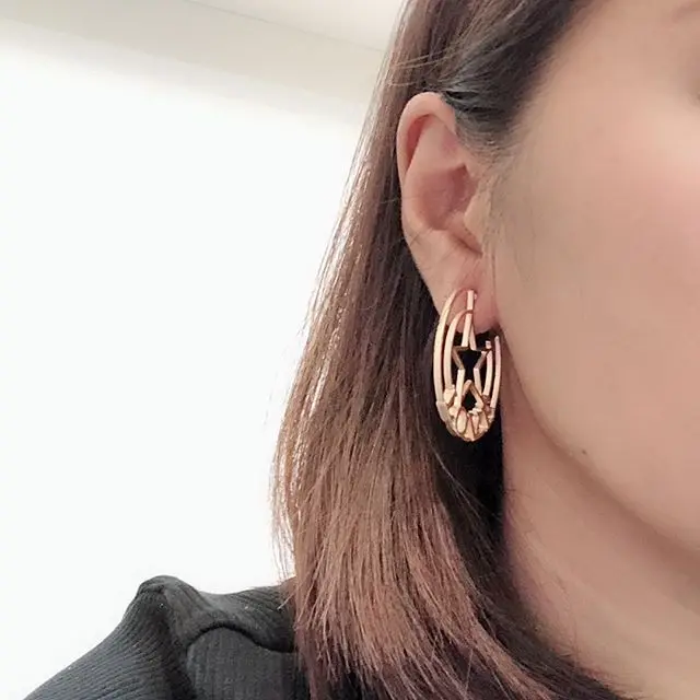 Женские серьги кольца с надписью Rongho металлические в стиле панк золотыми