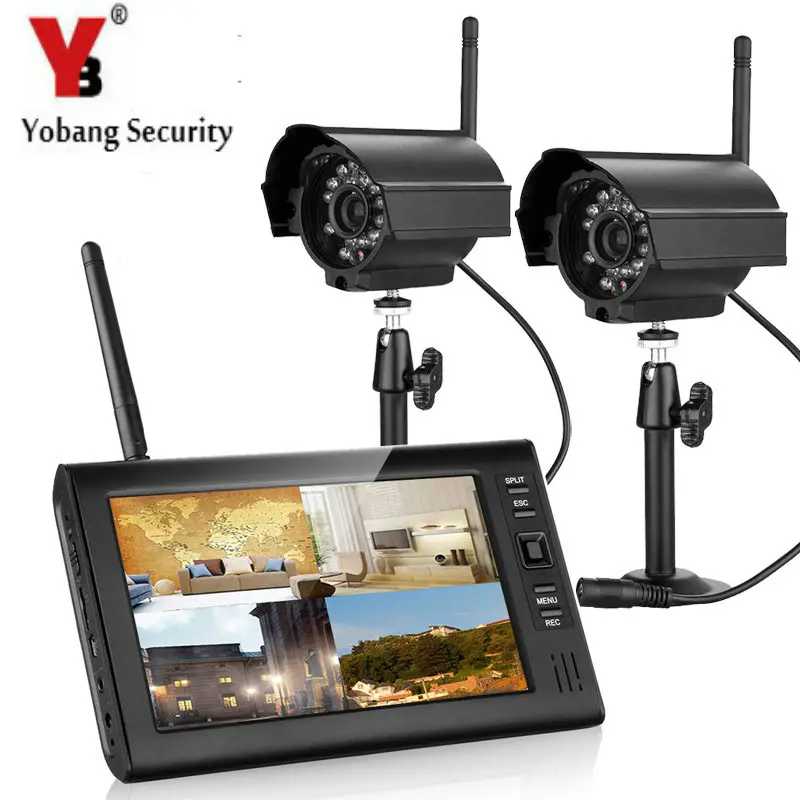YobangSecurity 7 дюймов цифровой 2 4G Беспроводная камера Аудио Видео Радионяни 4ch DVR